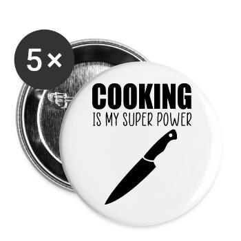 Kochen lustiges Zitat - Buttons groß 56 mm (5er Pack) - Weiß - Vorne
