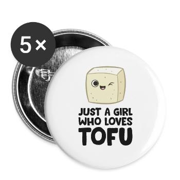 Nur ein Mädchen, das Tofu liebt - Buttons groß 56 mm (5er Pack) - Weiß - Vorne