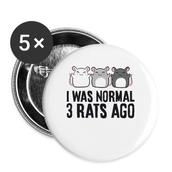 I Was Normal 3 Rats Ago Rat Owner Funny Rat - Buttons large 2.2''/56 mm (5-pack) - white - Front