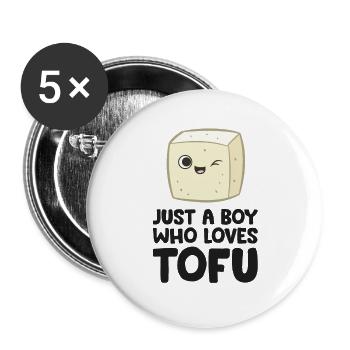 Nur ein Junge, der Tofu liebt - Buttons groß 56 mm (5er Pack) - Weiß - Vorne