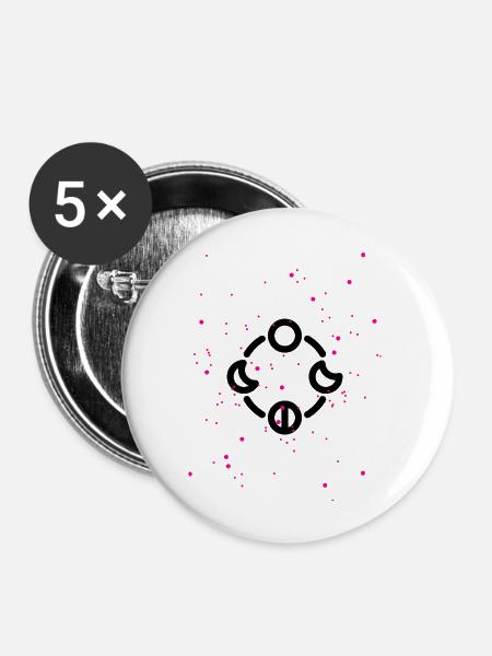 Mondphasen - Buttons groß 56 mm (5er Pack) - Weiß