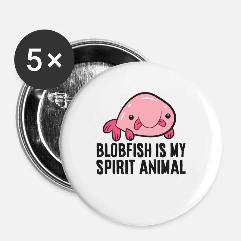 Lustiger Blobfisch Meerestier Blobfisch ist mein - Buttons groß 56 mm (5er Pack) - Weiß