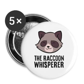 Der Waschbärflüsterer Lustiger Waschbär - Buttons groß 56 mm (5er Pack) - Weiß - Vorne
