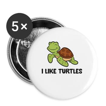 J’aime les tortues océan mignon - Lot de 5 grands badges (56 mm) - blanc - Devant