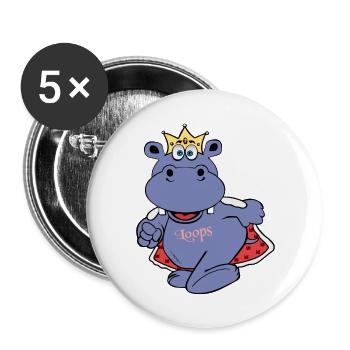 hippo groom prince jga crown animal gift - Buttons large 2.2''/56 mm (5-pack) - white - Front