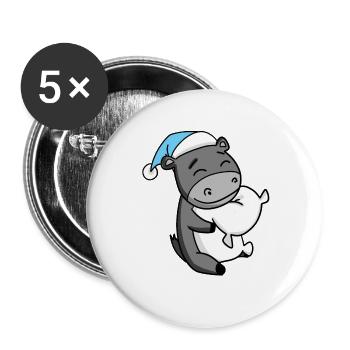 Esel mit Kissen und Schlafmütze - Buttons groß 56 mm (5er Pack) - Weiß - Vorne
