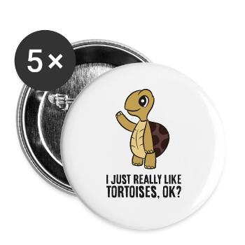 J’aime beaucoup les tortues, d’accord? Drôle - Lot de 5 grands badges (56 mm) - blanc - Devant