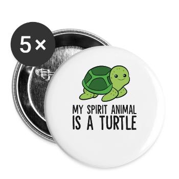 Funny Turtle Lover My Spirit Animal Is A Turtle - Buttons large 2.2''/56 mm (5-pack) - white - Front