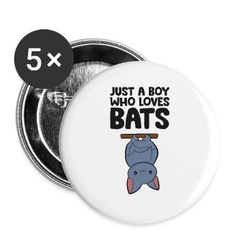 Nur ein Junge, der Fledermäuse liebt - Buttons groß 56 mm (5er Pack) - Weiß - Vorne
