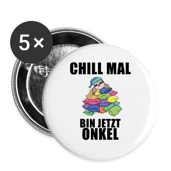 Onkel - Onkel werden - Buttons groß 56 mm (5er Pack) - Weiß - Vorne