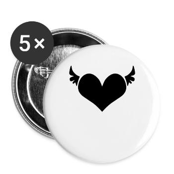 Ailes d’ange de cœur - Lot de 5 grands badges (56 mm) - blanc - Devant