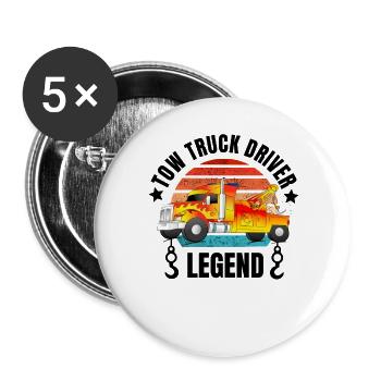 Abschleppwagen Fahrer Legende Sunset - Buttons groß 56 mm (5er Pack) - Weiß - Vorne