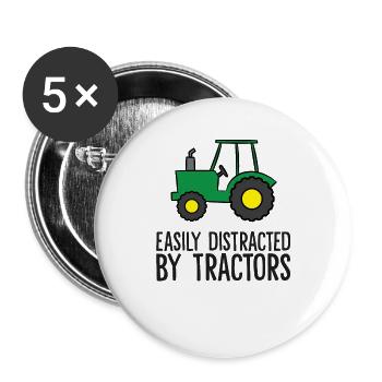 Farming Quote Tractor Easily Distracted By - Buttons large 2.2''/56 mm (5-pack) - white - Front