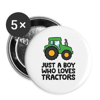 Juste un garçon qui aime les tracteurs - Lot de 5 grands badges (56 mm) - blanc - Devant