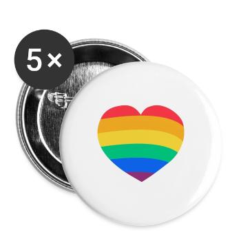 Stolzes Herz - Buttons groß 56 mm (5er Pack) - Weiß - Vorne