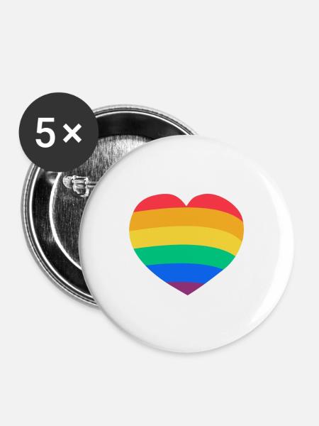 Stolzes Herz - Buttons groß 56 mm (5er Pack) - Weiß
