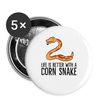 Life Is Better With A Corn Snake - Buttons groß 56 mm (5er Pack) - Weiß - Vorne