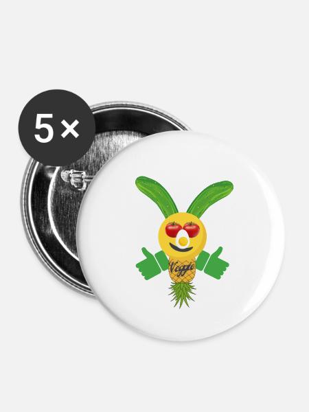 Veggie - Buttons groß 56 mm (5er Pack) - Weiß