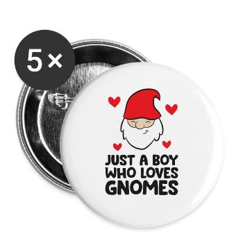 Nur ein Junge, der Zwerge liebt - Buttons groß 56 mm (5er Pack) - Weiß - Vorne