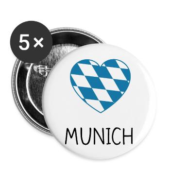Munich Heart - Buttons groß 56 mm (5er Pack) - Weiß - Vorne