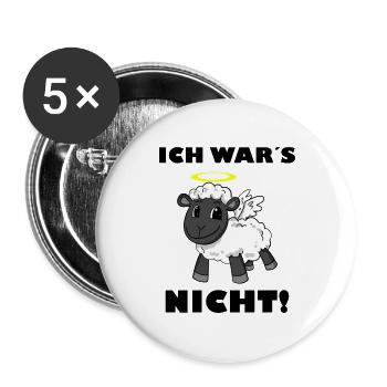 Schaf Engel - ich wars nicht - Buttons groß 56 mm (5er Pack) - Weiß - Vorne