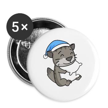 Katze Katzenrasse Sibirische Katze - Buttons groß 56 mm (5er Pack) - Weiß - Vorne