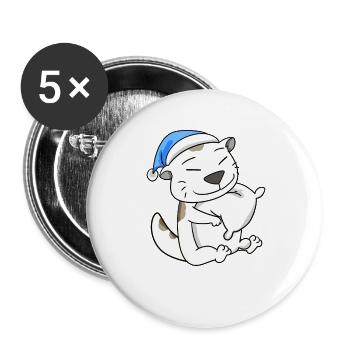Katze Katzenrasse Devon Rex - Buttons groß 56 mm (5er Pack) - Weiß - Vorne