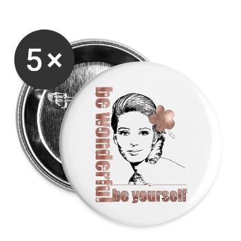 Be wonderful be yourself - Buttons groß 56 mm (5er Pack) - Weiß - Vorne