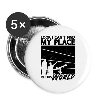 Look I Can't Find Astronomy Space Stars Universe - Buttons groß 56 mm (5er Pack) - Weiß - Vorne