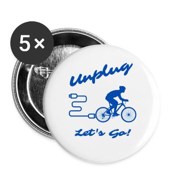 Unplug Let's Go - Buttons groß 56 mm (5er Pack) - Weiß - Vorne
