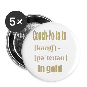 canapé pomme de terre en or - Lot de 5 grands badges (56 mm) - blanc - Devant