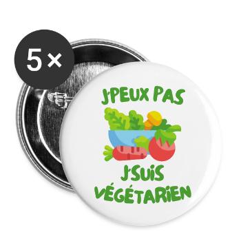 J'peux pas j'suis végétarien - Lot de 5 grands badges (56 mm) - blanc - Devant