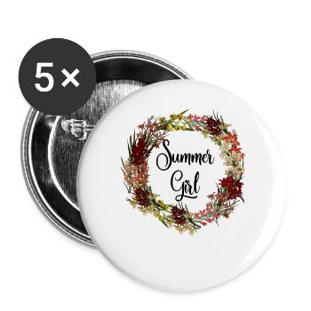 Summer Girl Gladious Flower Leo Zodiac Born In Aug - Buttons large 2.2''/56 mm (5-pack) - white - Front