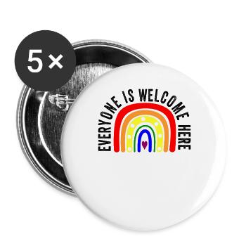 UNITY DAY Everyone is Welcome Here Boho Rainbow - Buttons large 2.2''/56 mm (5-pack) - white - Front