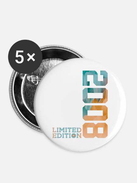 18. GEBURTSTAG LIMITED EDITION 2008 - Buttons groß 56 mm (5er Pack) - Weiß