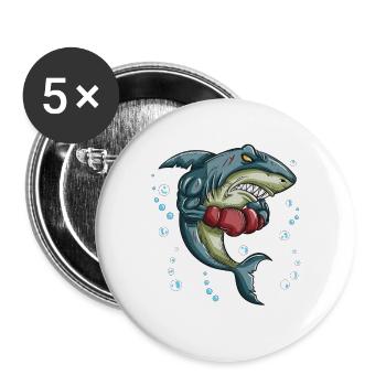 Shark Tiger Shark Boxing Glove Boxing Trainer Boxing - Buttons large 2.2''/56 mm (5-pack) - white - Front
