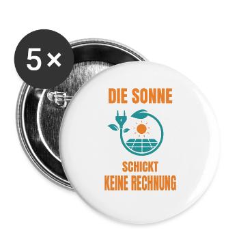 Sonne Keine Rechnung Solaranlage Solarstrom - Buttons groß 56 mm (5er Pack) - Weiß - Vorne