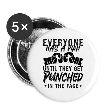 Muay Thai Everyone Has A Plan Thai Boxing Fighter - Buttons groß 56 mm (5er Pack) - Weiß - Vorne