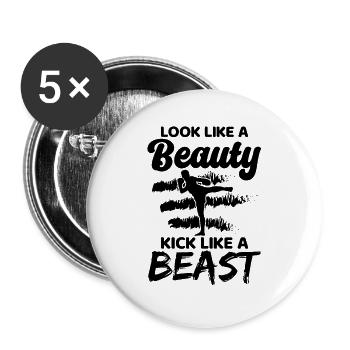 Muay Thai ressemble à un combat de boxe beauty fighter - Lot de 5 grands badges (56 mm) - blanc - Devant