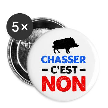 Non à la chasse protection des animaux - Lot de 5 grands badges (56 mm) - blanc - Devant