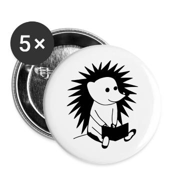 Hedgehog Reads Book Illustration Gift - Buttons large 2.2''/56 mm (5-pack) - white - Front