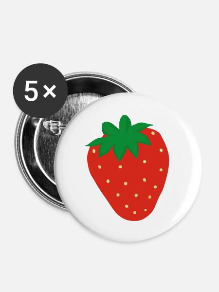Erdbeere Illustration Geschenkidee - Buttons groß 56 mm (5er Pack) - Weiß