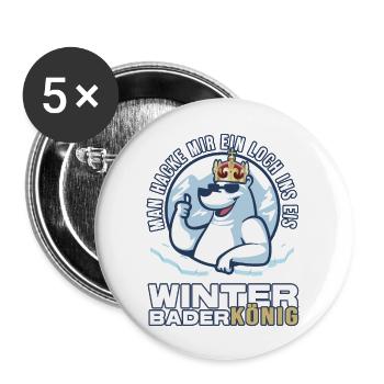 eisbader winterbader-könig eisbademeister eisbaden - Buttons groß 56 mm (5er Pack) - Weiß - Vorne