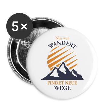 Randonnée en montagne Nouveaux sentiers - Lot de 5 grands badges (56 mm) - blanc - Devant