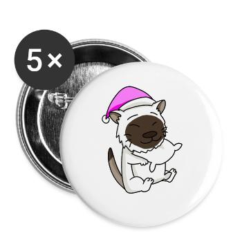 Katze Katzenrasse Birma - Buttons groß 56 mm (5er Pack) - Weiß - Vorne