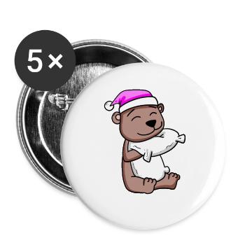 Bear with pillow and sleeping cap - Buttons large 2.2''/56 mm (5-pack) - white - Front