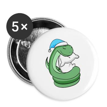 Snake with pillow and sleeping cap - Buttons large 2.2''/56 mm (5-pack) - white - Front