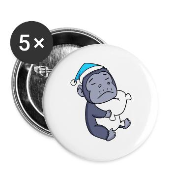 Gorilla with pillow and sleeping cap - Buttons large 2.2''/56 mm (5-pack) - white - Front