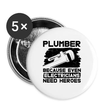 Plumber Because Even Electricians Pipe Plumbing - Buttons large 2.2''/56 mm (5-pack) - white - Front