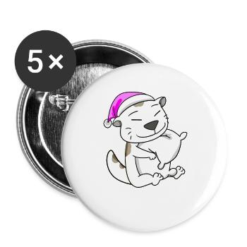 Katze Katzenrasse Devon Rex - Buttons groß 56 mm (5er Pack) - Weiß - Vorne